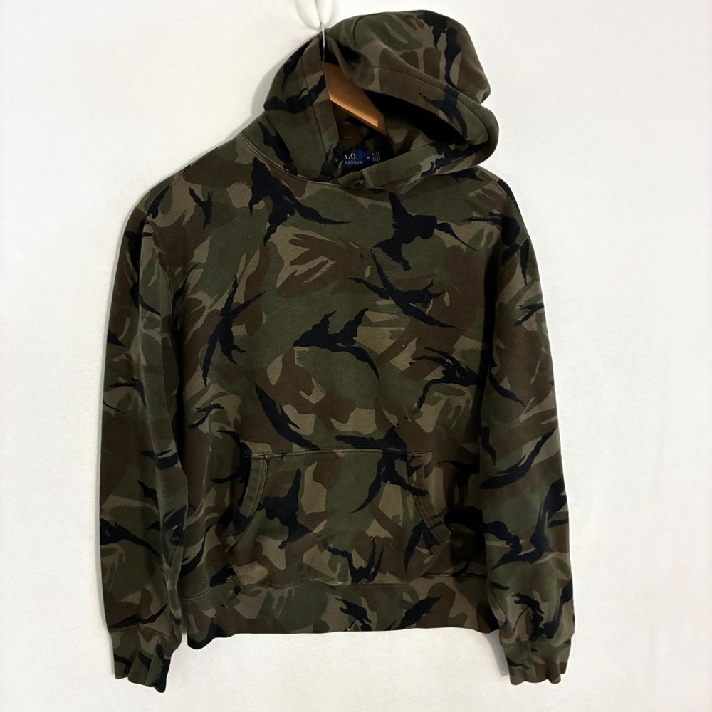 Polo Ralph Lauren Camouflage Hoodie Mens Size M Pullover Military Gorpcore READ